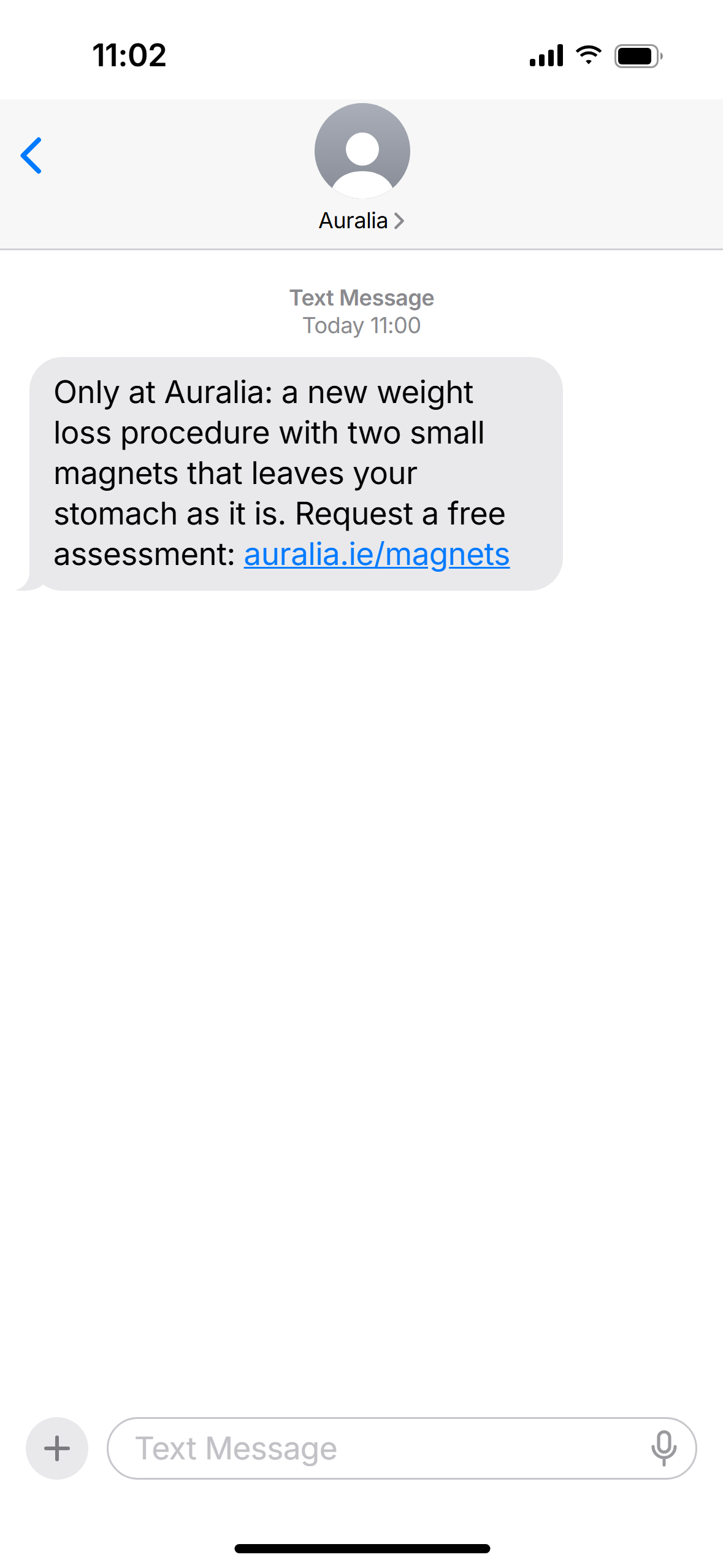 Text option A in Messages