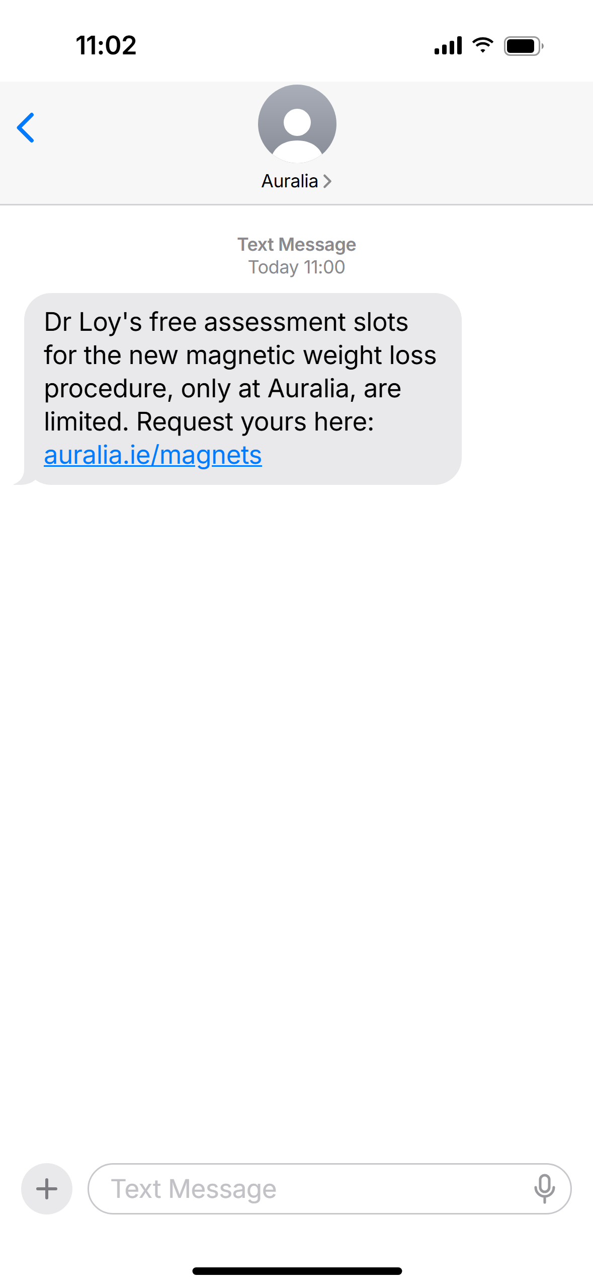 Text option B in Messages
